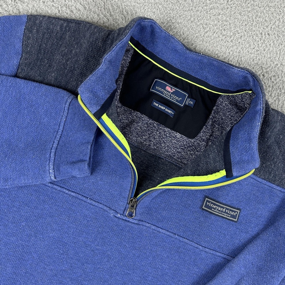 Vineyard Vines Shep Shirt Sweatshirt Mens XXL Blue Quarter Zip Pullover Logo